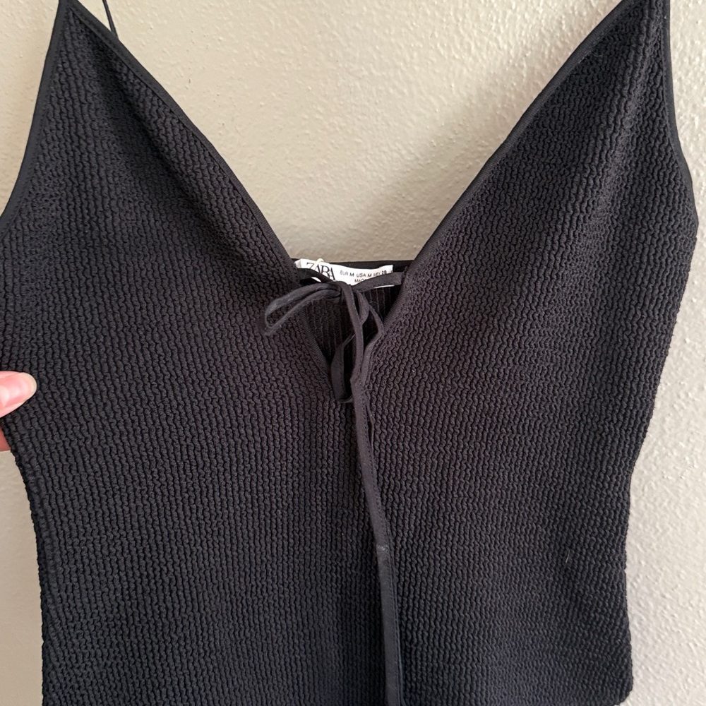NET Zara Black Ribbed Bodysuit M - Picture 2 of 3